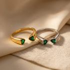 Green Heart Cuff Ring
