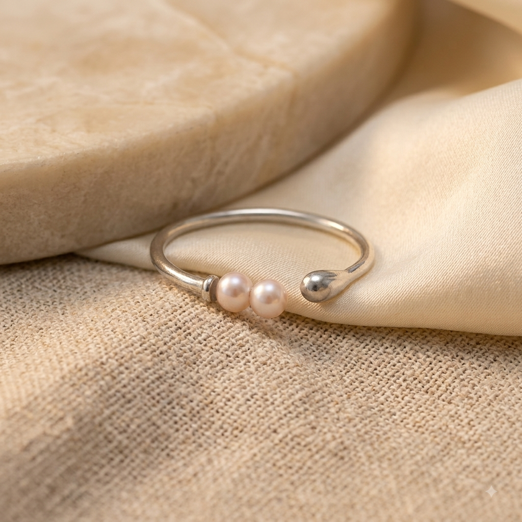 Bisque Double-Pearl Cuff Ring