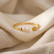 Bisque Double-Pearl Cuff Ring